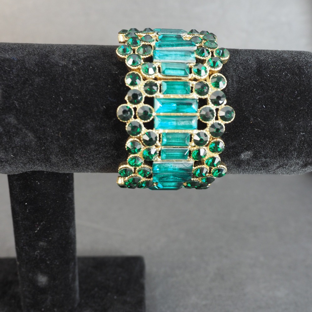 Jewelry Lot Bracelet Bangle Cuff Gold Tone Rhinestone Green Orange Animal Print - Picture 2 of 8